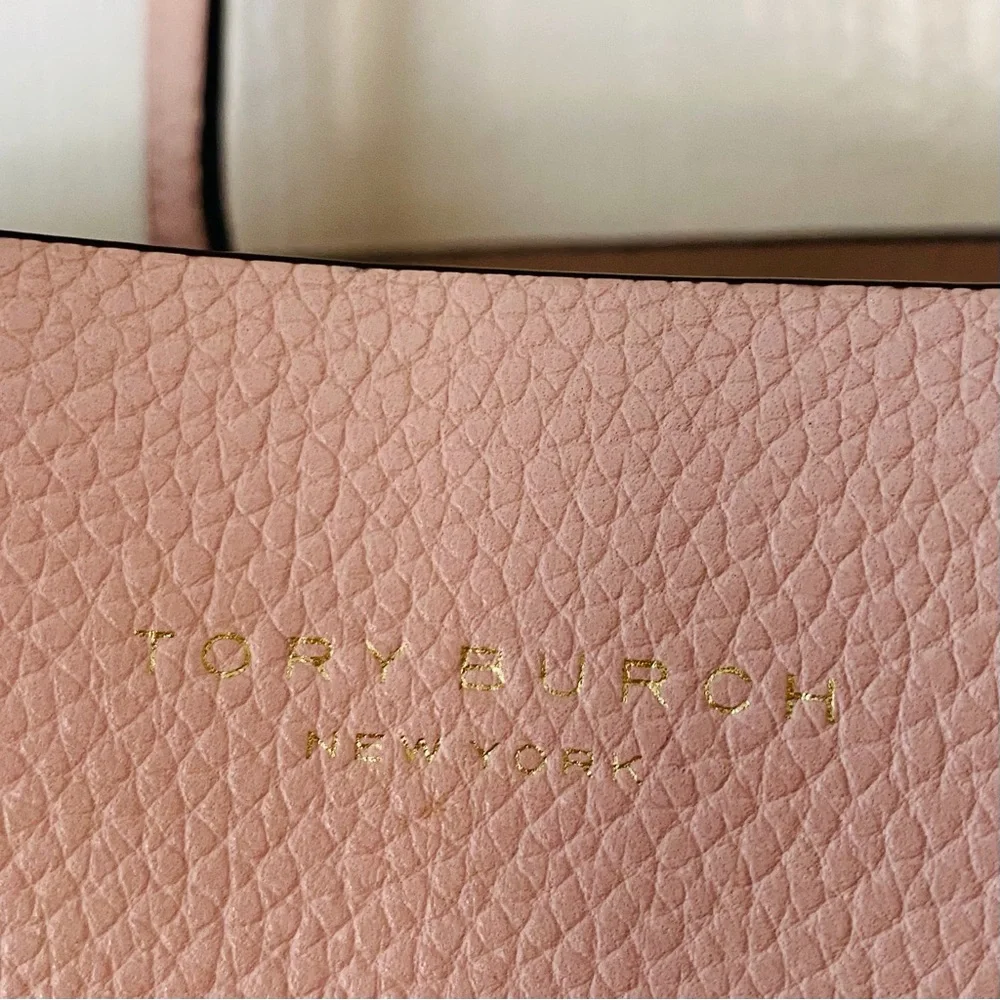 $398 Tory Burch Perry Pink Pebble Leather Triple Compartment Tote/Shoulder Bag